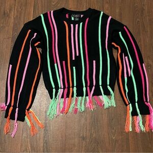 Runway 7 Crewneck Fluorescent Tassel Sweater Sz XL